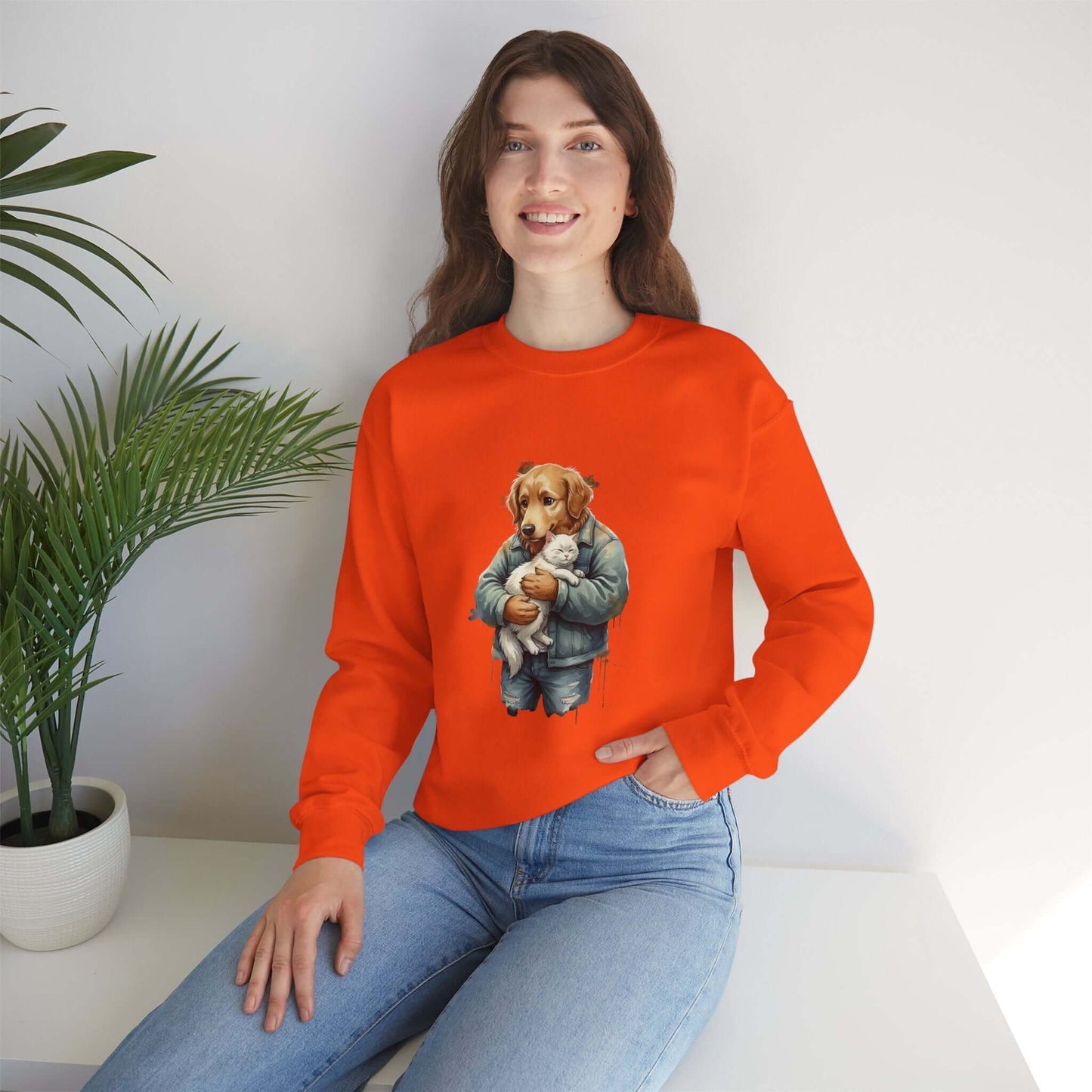 Watercolor Dog painting Unisex Crewneck Sweatshirt style 6