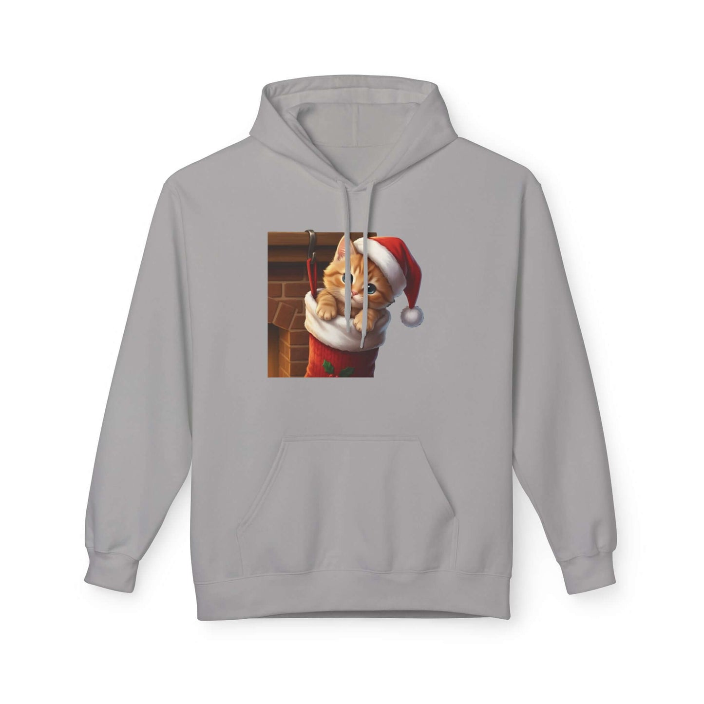 Kitten hiding in Christmas stocking Unisex Fleece Hoodie style 4