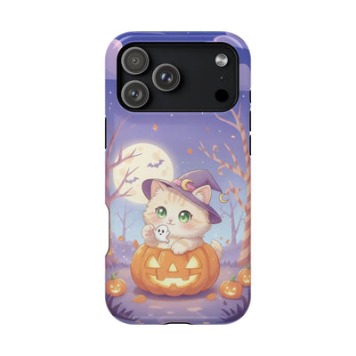 Halloween cute kitten anime style 1 Magnetic Phone Case, Cat Lover Gift, Impact-Resistant iPhone Case, Funny Pet Accessory, Unique Animal Design