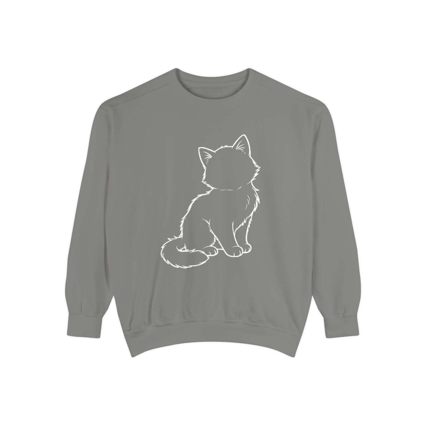 Sitting Cat Shadow Cozy Graphic Unisex Crewneck Sweatshirt style 1