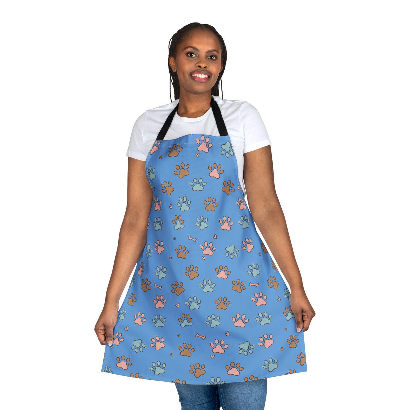 Cute Pet Lover's Apron with 5-Color Straps, Dog Paw Print Kitchen Apron, Gift for Animal Lovers, Cooking Accessory, Pet-Themed Gift