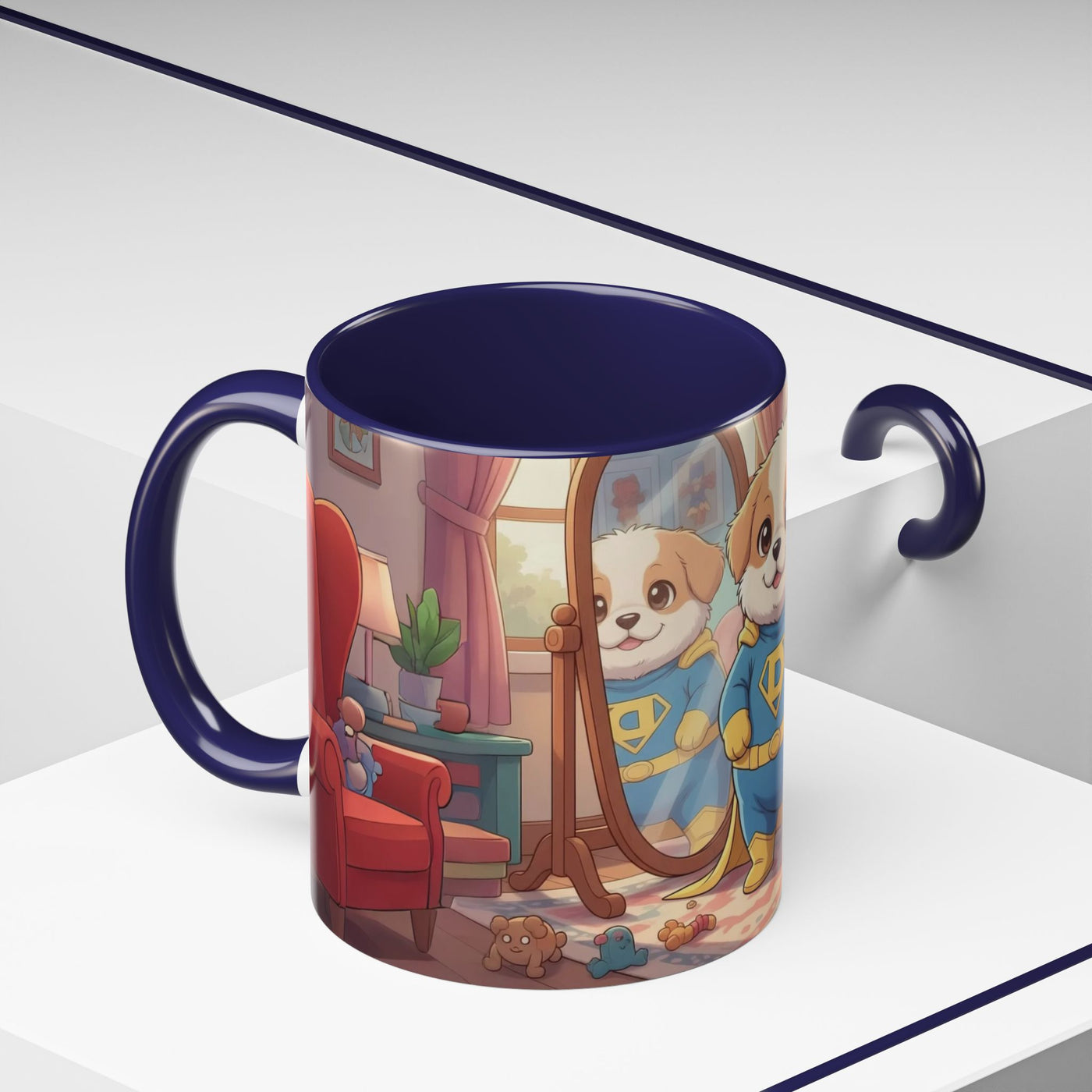 Super Pup Coffee Mug - Cute Puppy in Superhero Costume Accent Mug 11oz