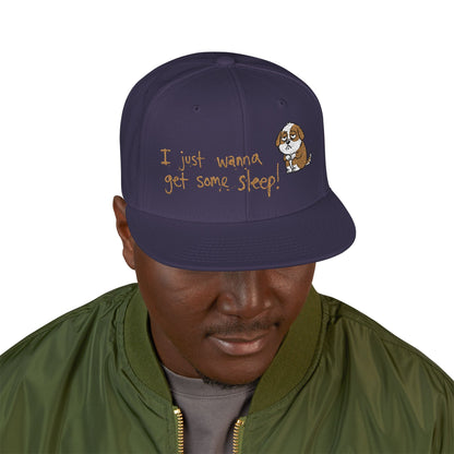 I just wanna get some sleep Embroidered Cute Puppy Snapback Hat