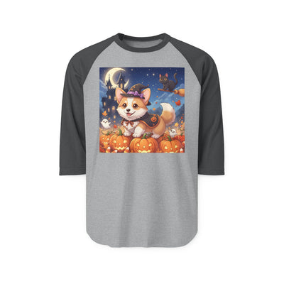 Halloween cute puppy anime style 4 Raglan Shirt, Cute Pet Shirt, Fall Apparel, Unisex Halloween Outfit, Gift for Dog Lovers, Spooky Season Tee