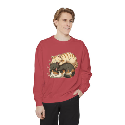 3 Cute Sleeping Cats Cozy Graphic Unisex Crewneck Sweatshirt style 4