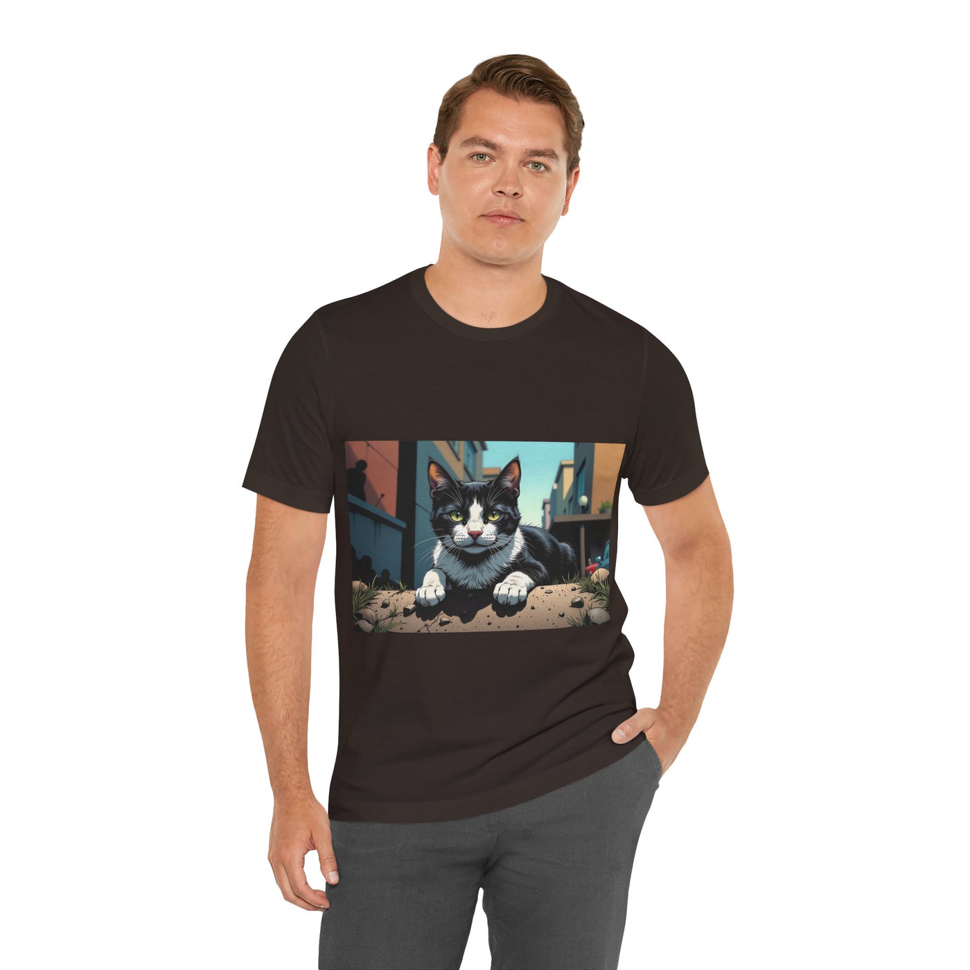 Cool Cat Graphic Tee style 1 - Unisex Jersey Short Sleeve Tee, Cat Lover Gift, Cute Cat T-Shirt, Casual Wear, Pet Owner Apparel