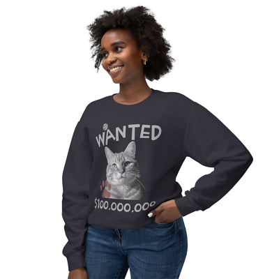WANTED Cat Poster Design Unisex Crewneck Sweatshirt