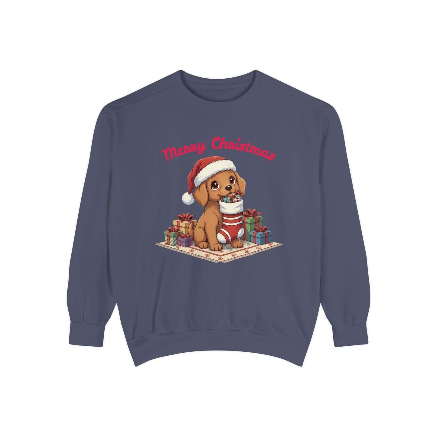 Puppy wait for Christmas presents Unisex Crewneck Sweatshirt style 2