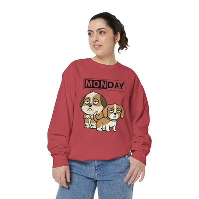 Monday Face Dog Stares Blankly Unisex Crewneck Sweatshirt style 1