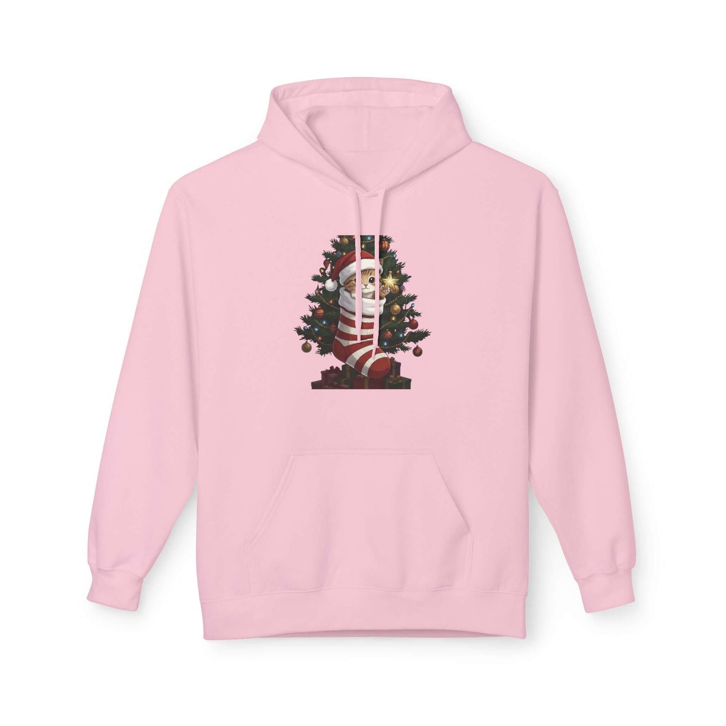 Kitten hiding in Christmas stocking Unisex Fleece Hoodie style 3