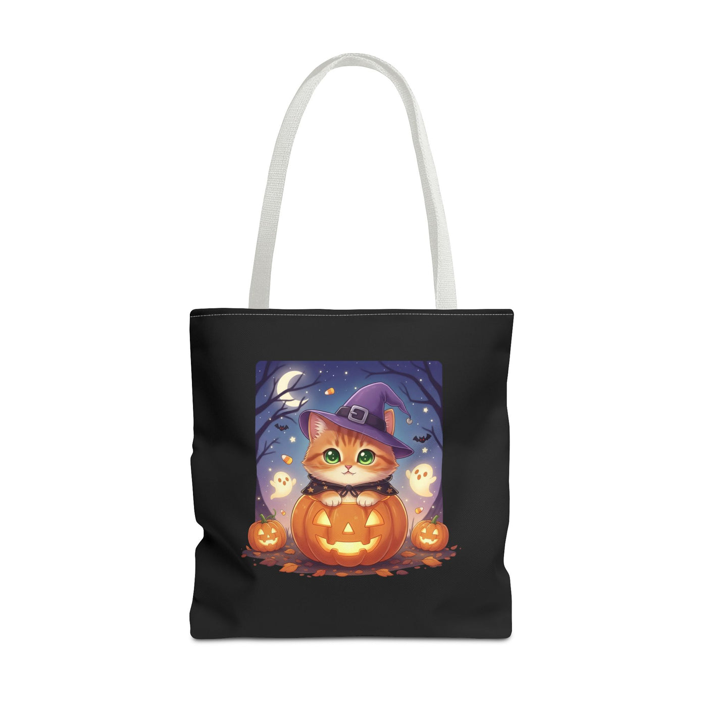 Halloween Cat anime style Tote Bag, Spooky Pet Lovers Gift, Boho Halloween Bag, Witchy Cat Tote, Fall Festivities Accessory