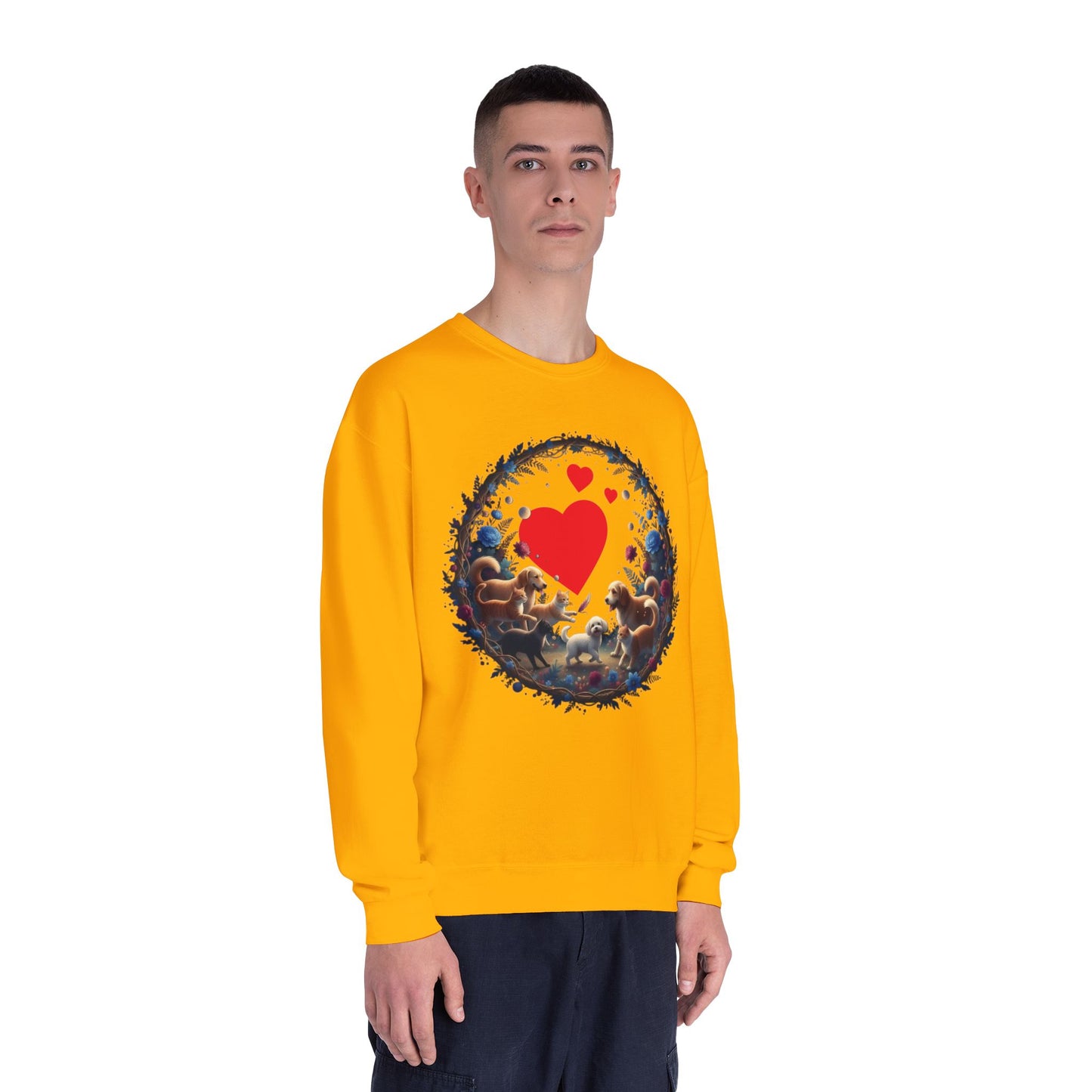 Cats & Dogs Full of Love Unisex NuBlend Crewneck Sweatshirt