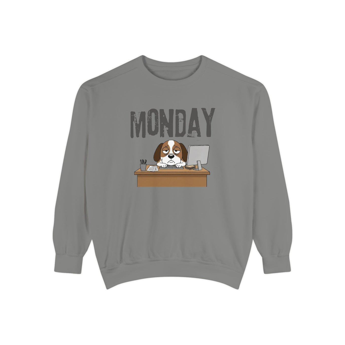 Monday Face Dog Stares Blankly Unisex Crewneck Sweatshirt style 6