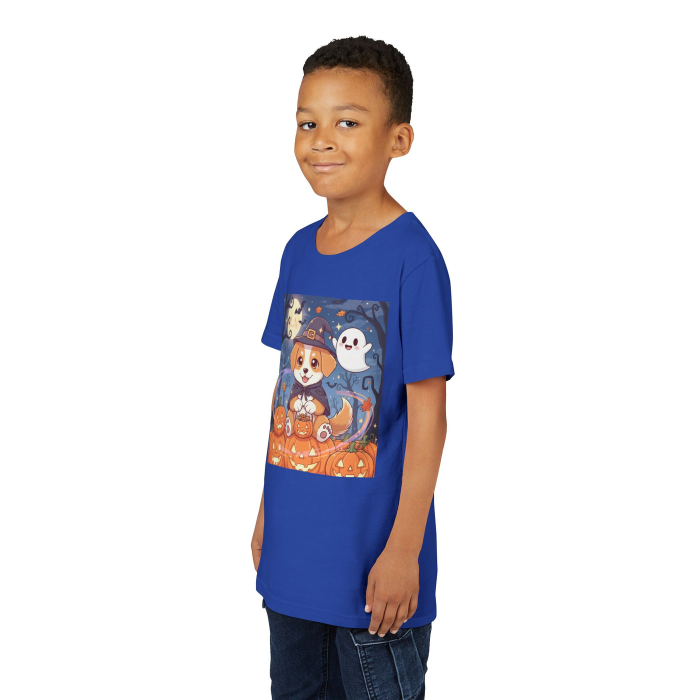 Halloween cute puppy anime style 3 Youth Tee, Short Sleeve T-Shirt, Kids Halloween Apparel, Cute Dog Tee, Fall Outfit for Children