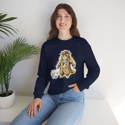 Watercolor Cat & Dog painting Unisex Crewneck Sweatshirt style 1