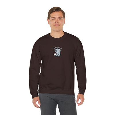 Coffee Time Dog Embroidered style 2 Unisex Crewneck Sweatshirt