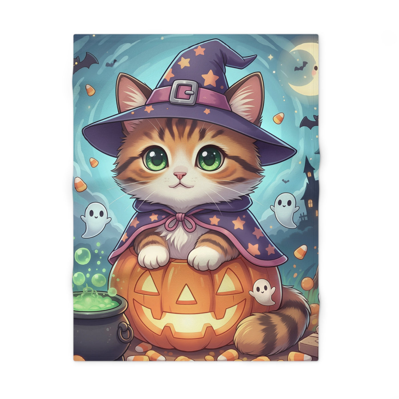 Halloween Cat Fleece Baby Blanket, Cozy Gift for Newborns, Cute Nursery Decor, Seasonal Holiday Blanket, Cat Lover's Gift