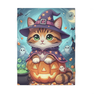 Halloween Cat Fleece Baby Blanket, Cozy Gift for Newborns, Cute Nursery Decor, Seasonal Holiday Blanket, Cat Lover's Gift