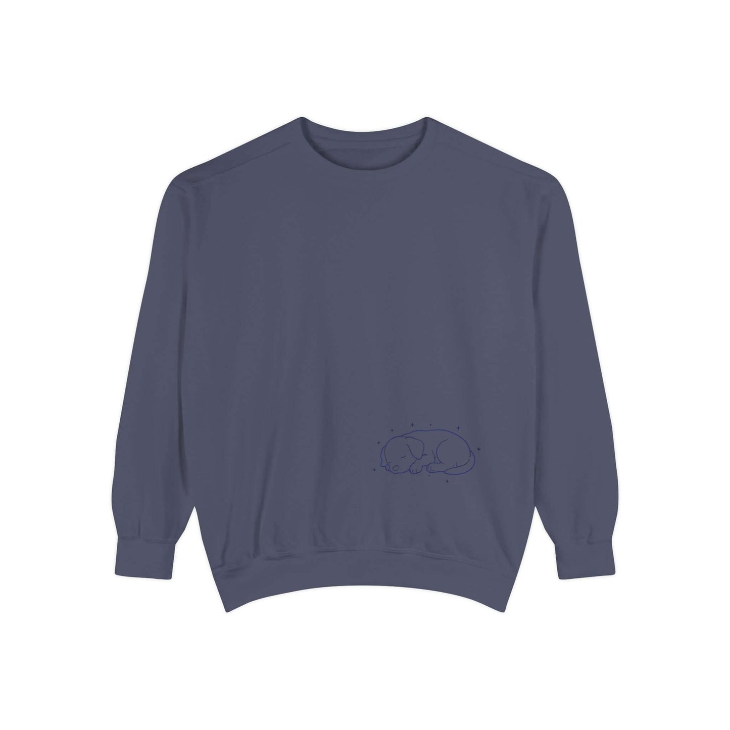 Sleeping dog shadow Cozy Graphic Unisex Crewneck Sweatshirt - Blue