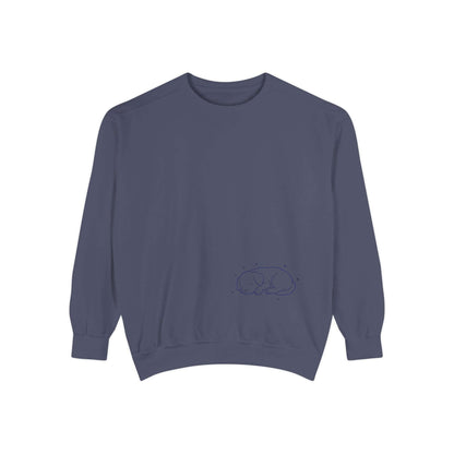 Sleeping dog shadow Cozy Graphic Unisex Crewneck Sweatshirt - Blue