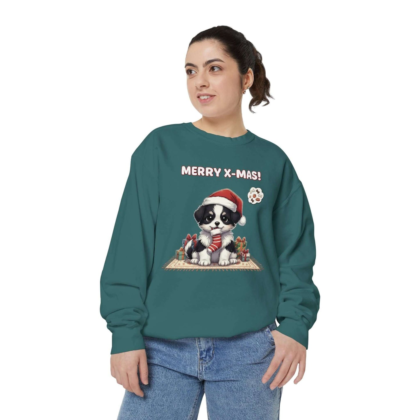 Puppy wait for Christmas presents Unisex Crewneck Sweatshirt style 7