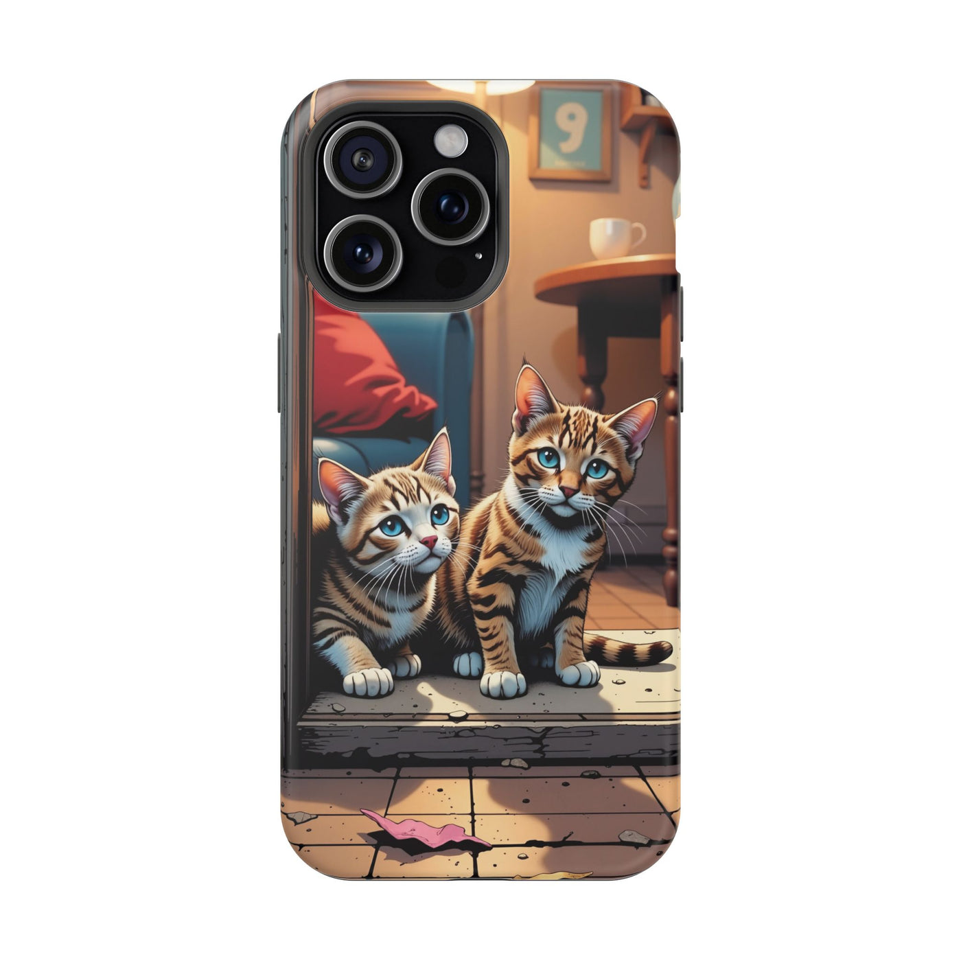 Cute Cats Magnetic Phone Case comic style 1, Cat Lover Gift, Impact-Resistant iPhone Case, Funny Pet Accessory, Unique Animal Design