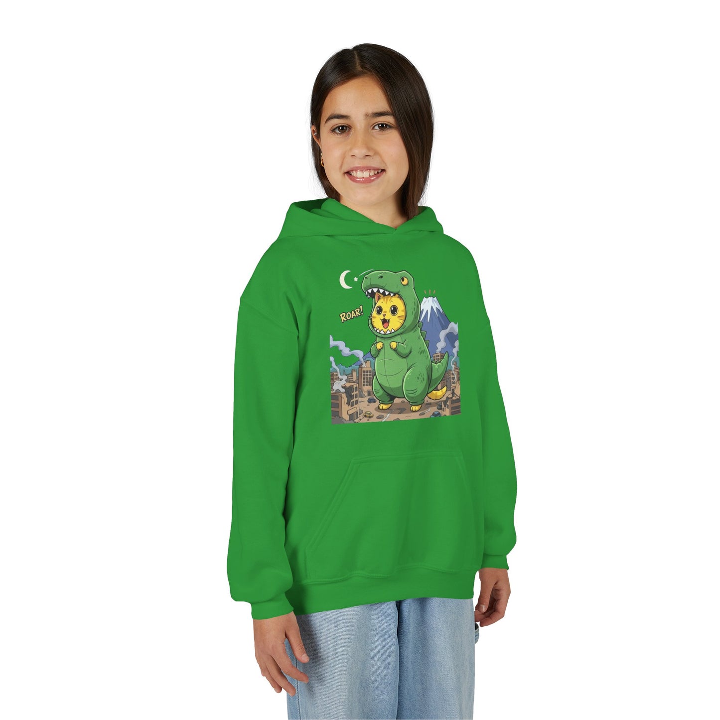 Cat cosplay Godzilla Unisex Kids Hoodie style 1