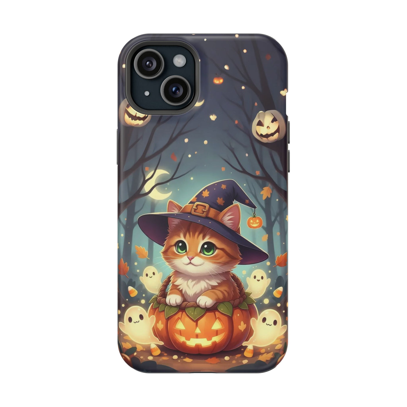 Halloween cute kitten anime style 3 Magnetic Phone Case, Cat Lover Gift, Impact-Resistant iPhone Case, Funny Pet Accessory, Unique Animal Design