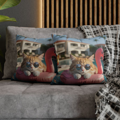 Relaxing Cat Swimming Pillowcase - Cozy Spun Polyester Decorative Pillowcase for Cat Lovers
