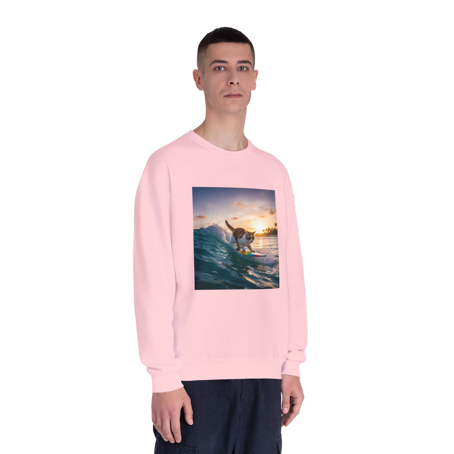 Surfing Cat Unisex NuBlend Crewneck Sweatshirt style 2