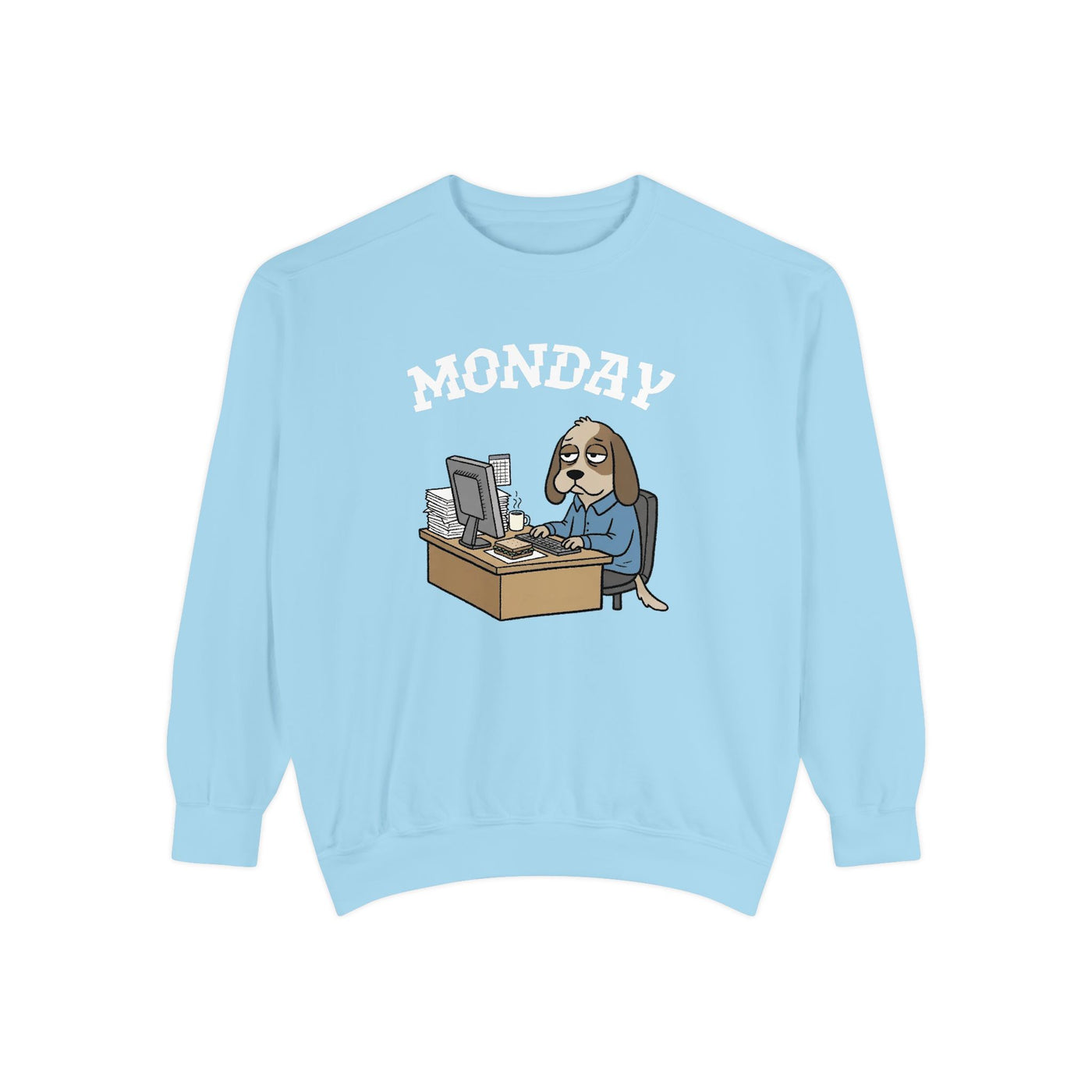 Monday Face Dog Stares Blankly Unisex Crewneck Sweatshirt style 4