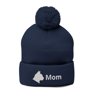 Embroidered Cat Mom Pom-Pom Knit Cap