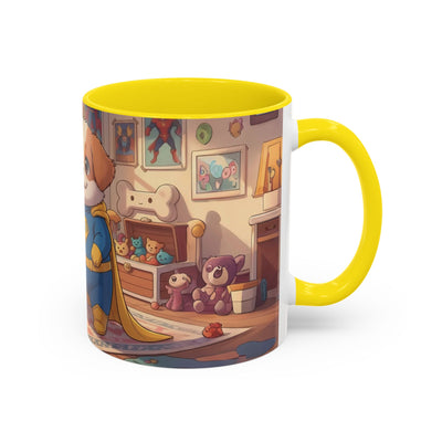 Super Pup Coffee Mug - Cute Puppy in Superhero Costume Accent Mug 11oz