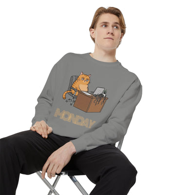 Monday Face Cat Stares Blankly Unisex Crewneck Sweatshirt style 3