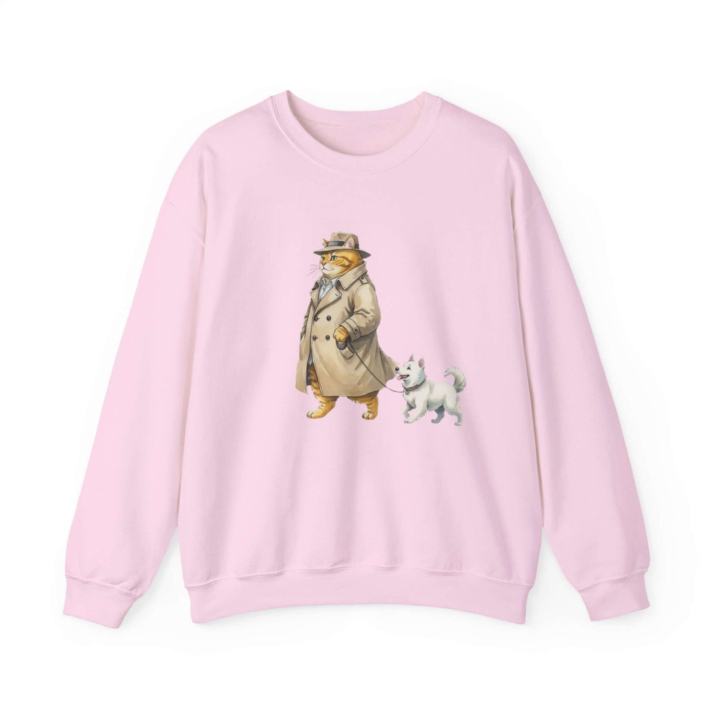 Watercolor Cat & Dog painting unisex Crewneck Sweatshirt style 2