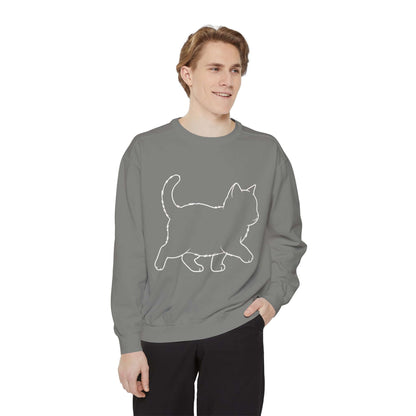 Walking Cat Shadow Cozy Graphic Unisex Crewneck Sweatshirt style 1