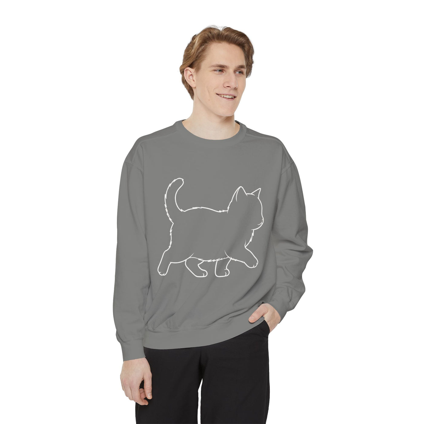 Walking Cat Shadow style 1 Cozy Graphic Unisex Crewneck Sweatshirt