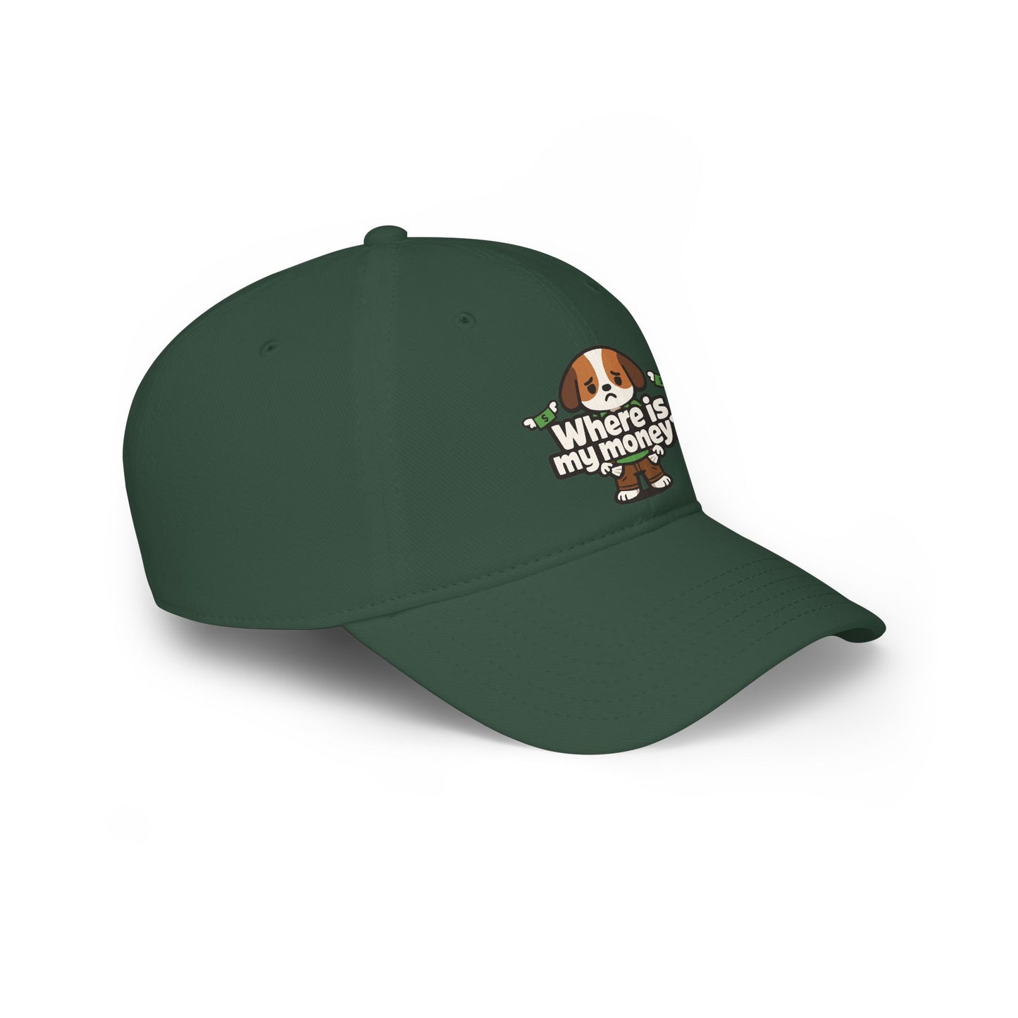 Where is my money Cute Dog Low Profile Cap Hat