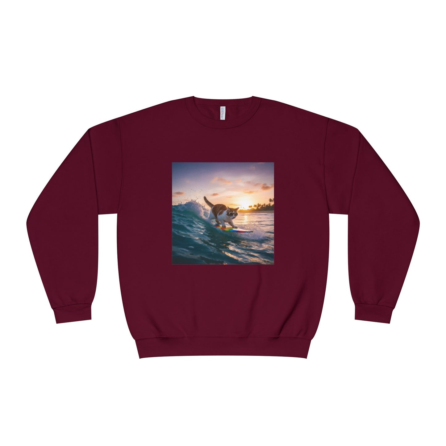 Surfing Cat Unisex NuBlend Crewneck Sweatshirt style 2