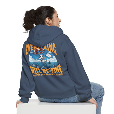Everything Will Be Fine - Cartoon Cat Graphic Unisex Pullover Hoodie