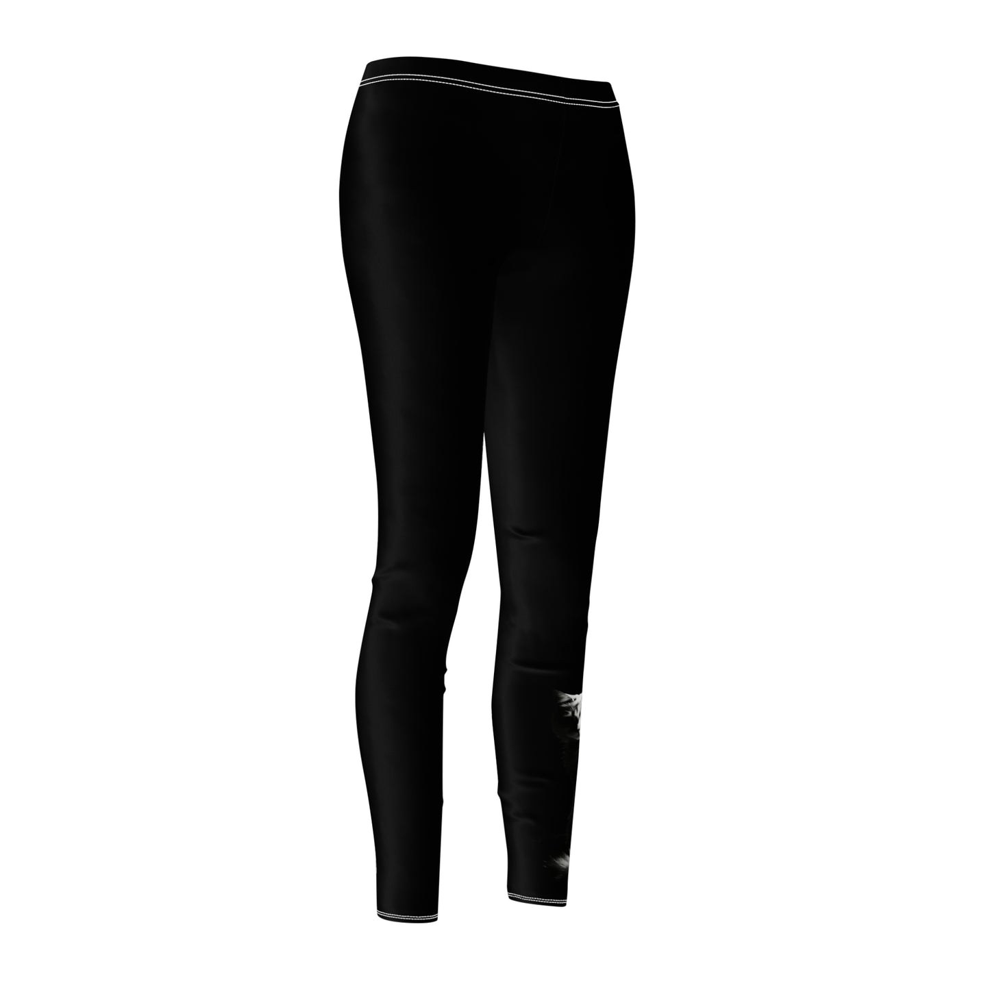 Black Stylish Cat-Themed Women Casual Leggings