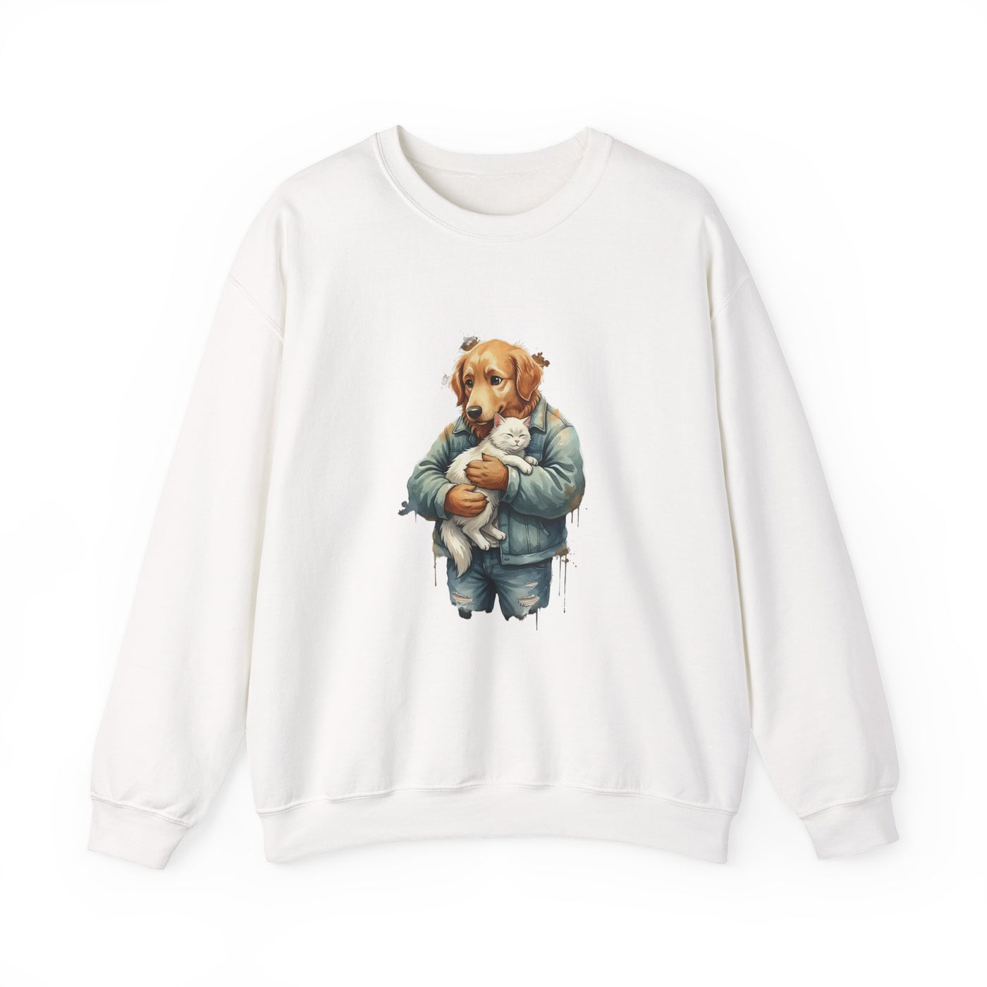 Watercolor painting style 12 Men & Women Cute Cat Pile Crewneck Sweatshirt