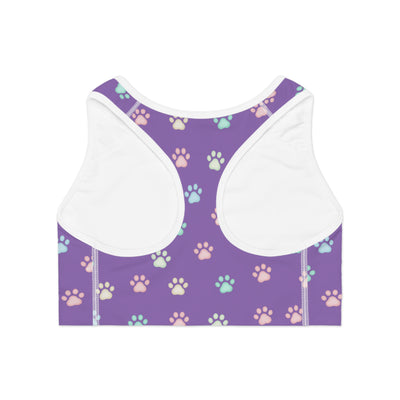 Cat Paw Print style 2 Sports Bra, Pet Lover Activewear, Workout Top, Gym Apparel, Animal Print Fashion, Gifts for Cat Owners, Fitness Gear