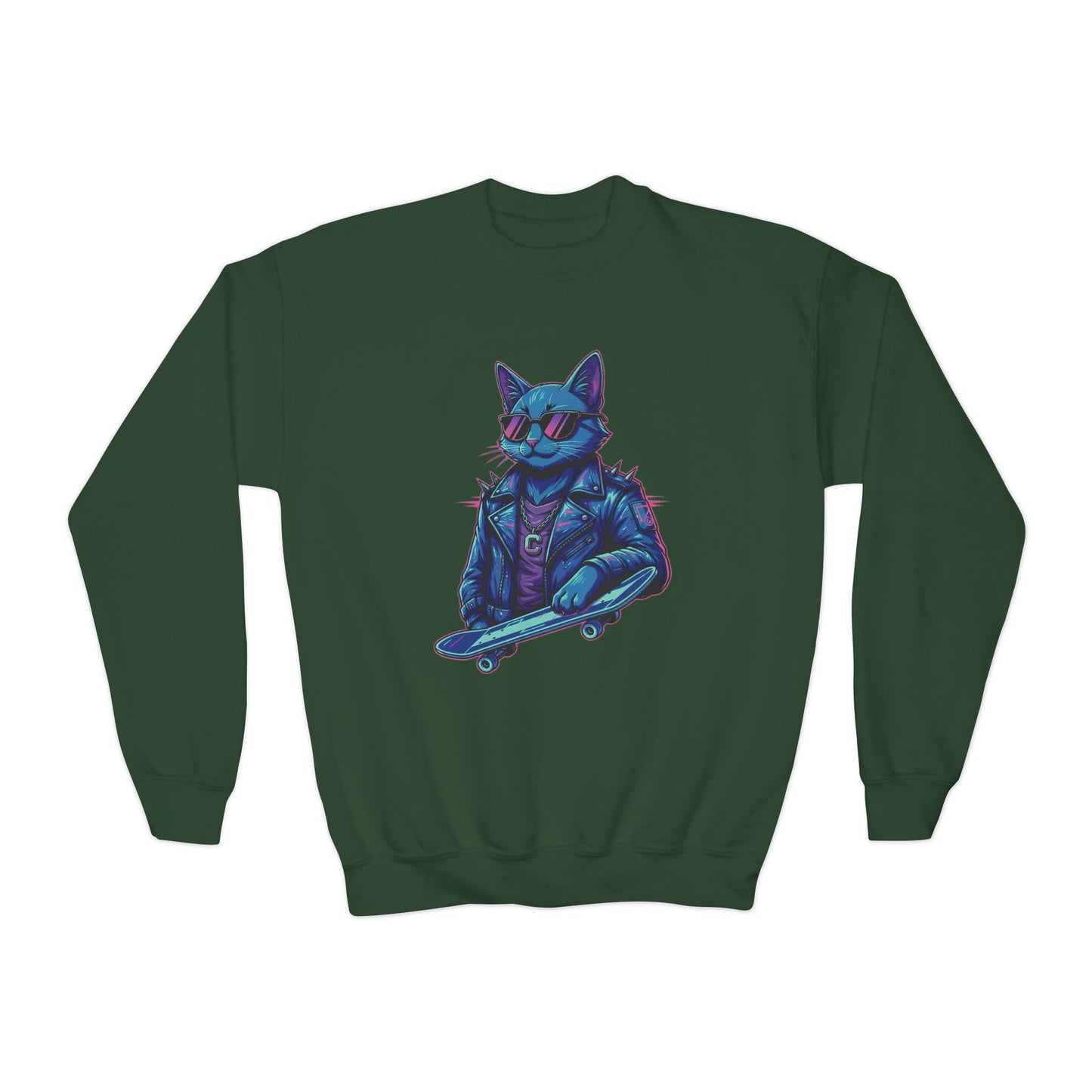 Cool Cat - Cozy Unisex Youth Crewneck Sweatshirt style 2