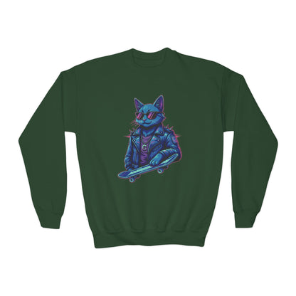 Cool Cat - Cozy Unisex Youth Crewneck Sweatshirt style 2