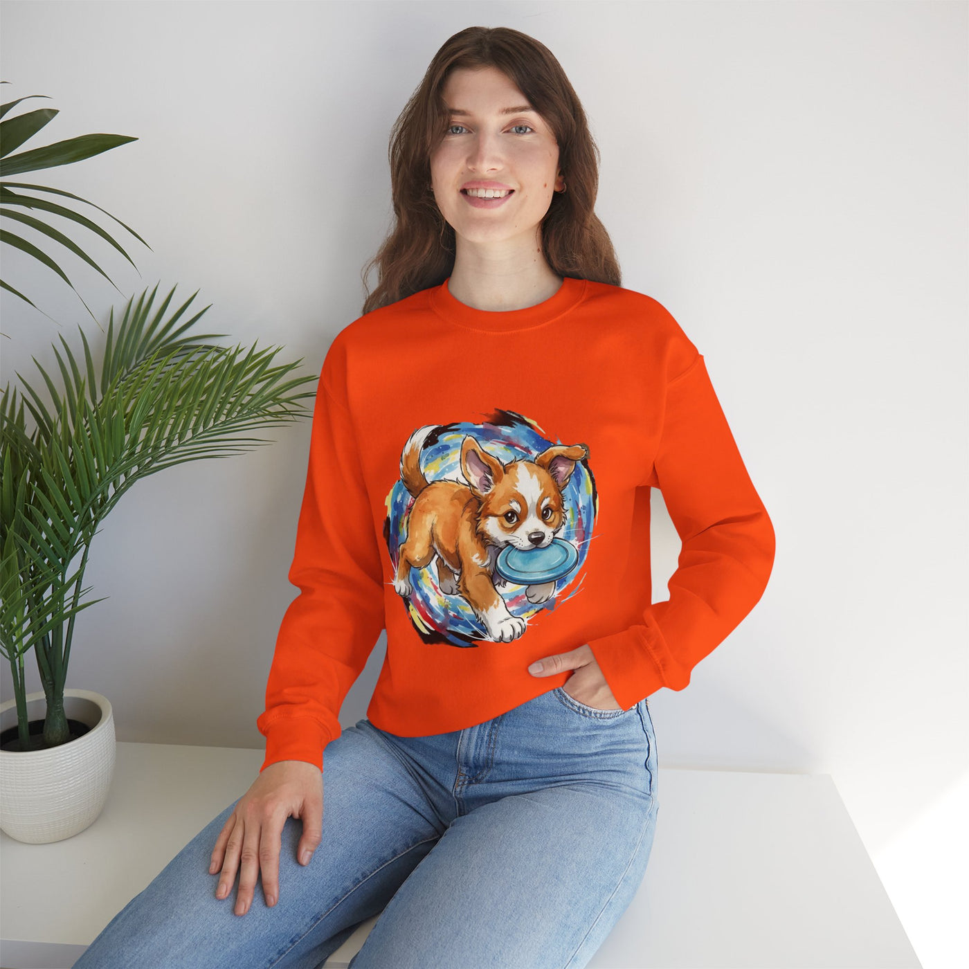 Watercolor painting style 7 Men & Women Cute Cat Pile Crewneck Sweatshirt