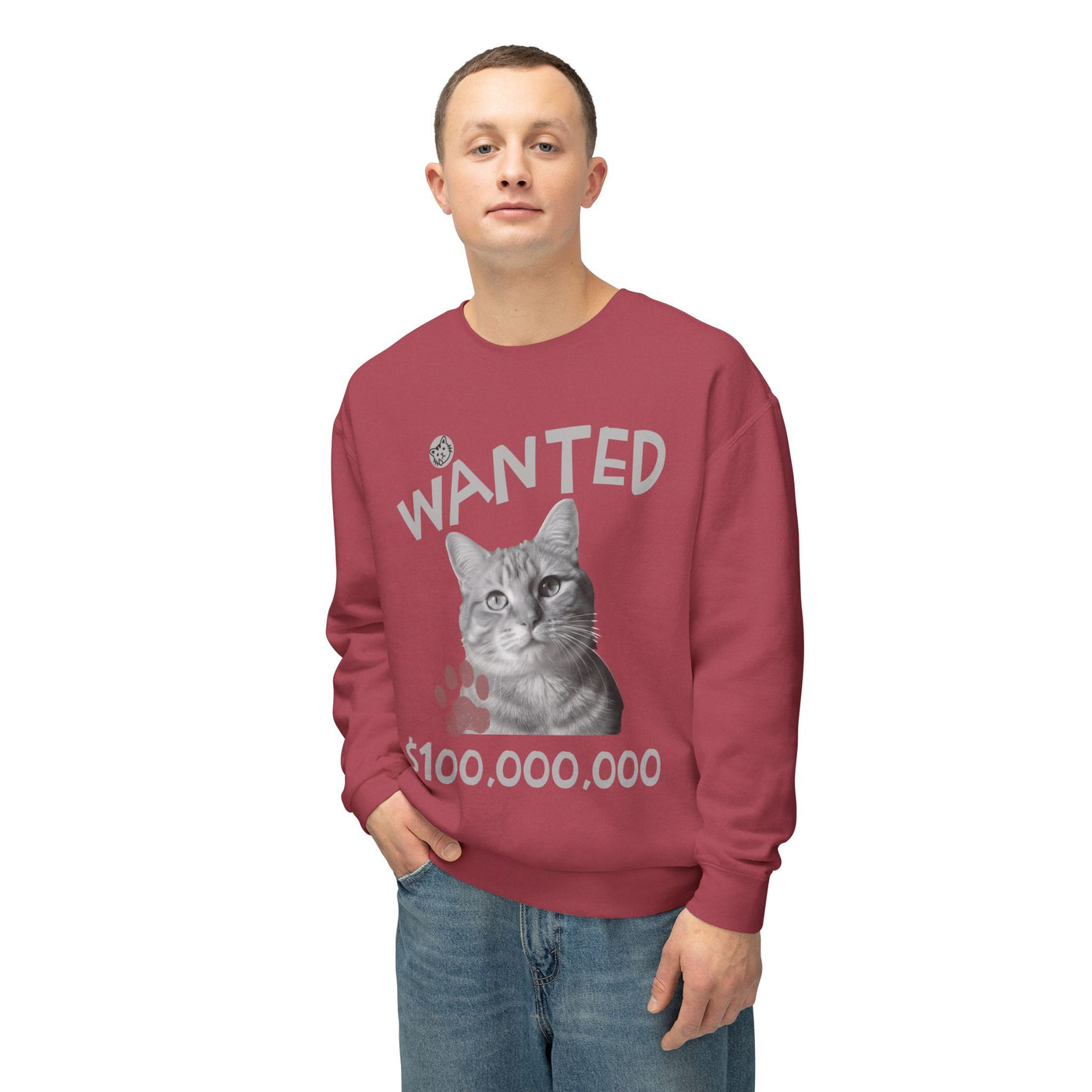 WANTED Cat Poster Design Unisex Crewneck Sweatshirt