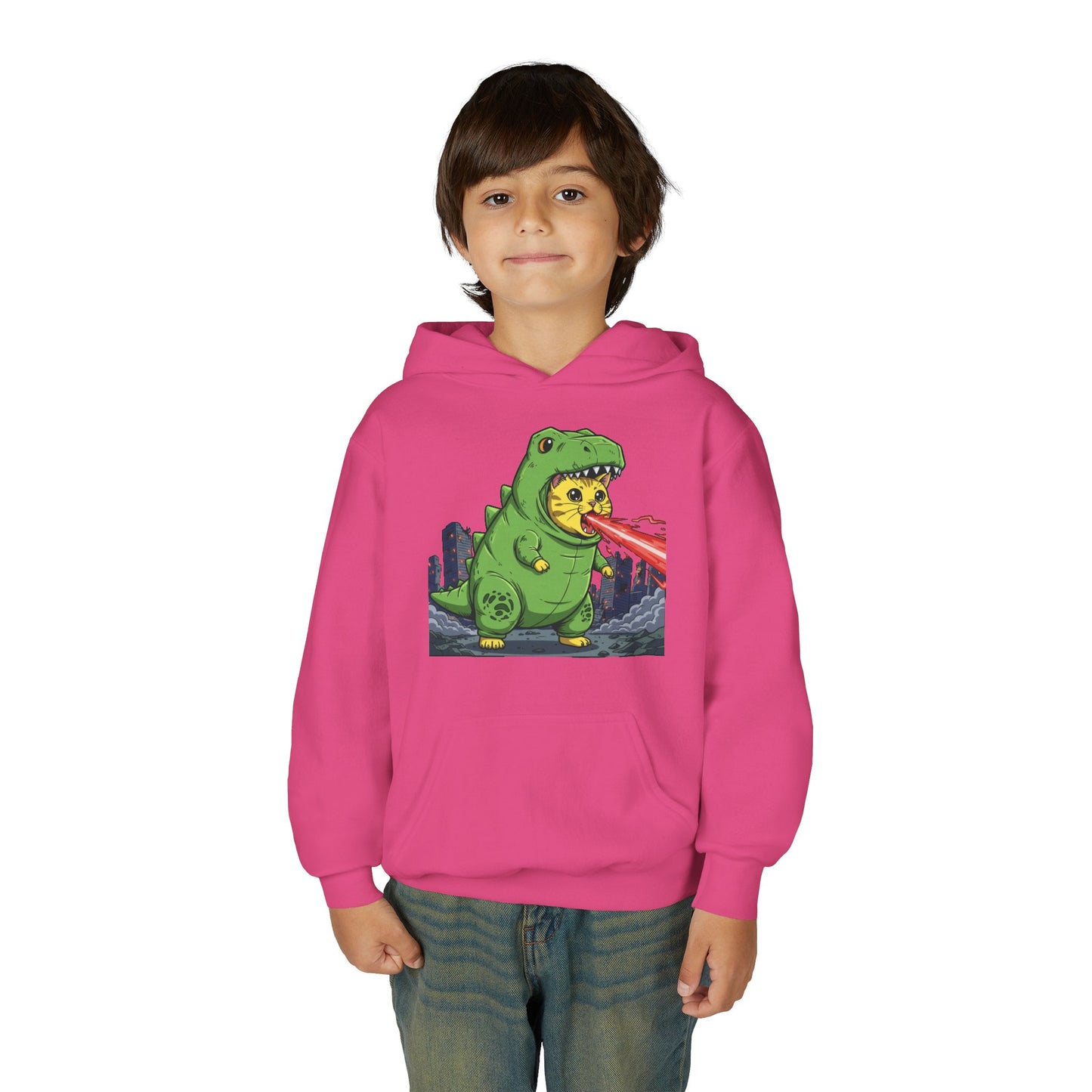 Cat cosplay Godzilla Unisex Kids Hoodie style 4