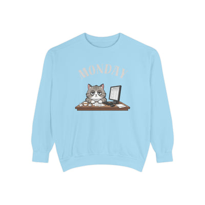 Monday Face Cat Stares Blankly Unisex Crewneck Sweatshirt style 5