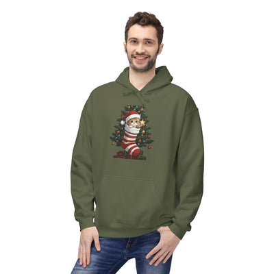 Adorable kitten hiding in Christmas stocking style 3 Cozy Graphic Unisex Midweight Softstyle Fleece Hoodie